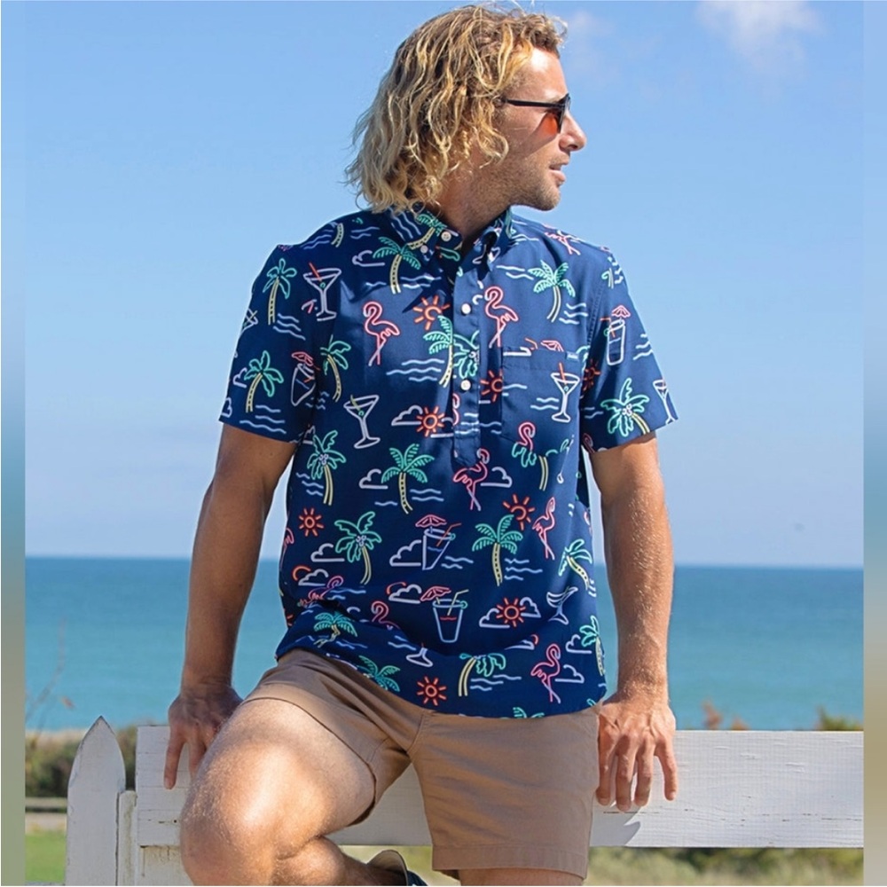 Chubbies Neon Lights Popover shirt Size XL